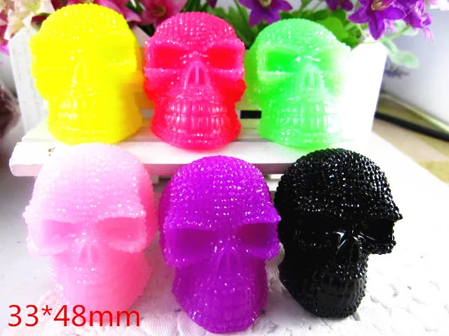 

5pcs/lot DIY flat back resin skull mix colors kawaii resin cabochons accessoires