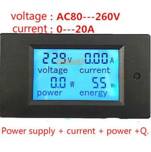 

20A AC Multifunction Digital LED Power Panel Meter Monitor Power Energy voltage meter