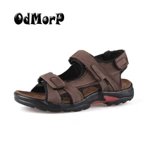 ODMORP/высококачественные сандалии мужские сандалии летние кожаные сандалии обувь для пляжного отдыха мужские шлепанцы Нескользящая резина, большие размеры 46, 47, 48