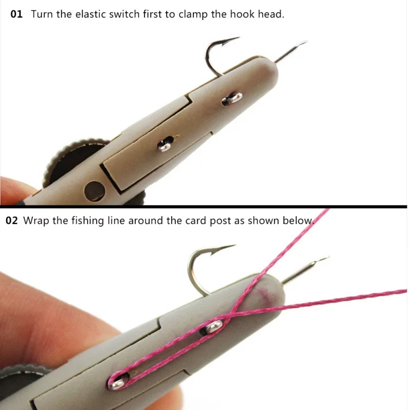 

Hot 1pcs Portable Metal ABS Manually Hook Tier Machine Fishing Hooks Winder Knot Multifunction Fishing Tools