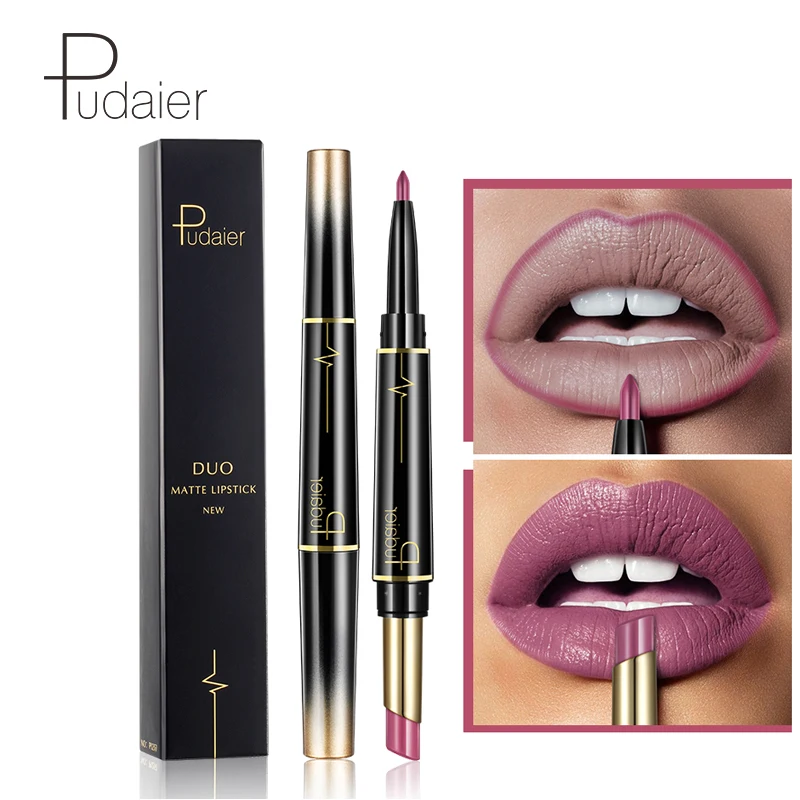 

Pudaier Matte Lipstick Lip Liner Pen double end lip makeup lipstick Lip Plumper Tool Waterproof Lipstick Maquillaje Lip Tint