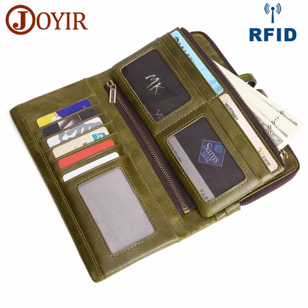

Men's Clutch Wallets Genuine Leather Purse Cell Phone Bag Card Holder Long Wallet RFID Female Male Purse