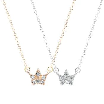 

QIAMNI Hot Sale 10pcs Wholesale Unique CZ Crown Pendant Necklace for Women and Girls