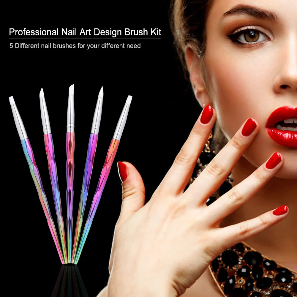 5pcs Nail Art Design Brushes Professional UV Gel Nail Polish Painting