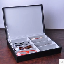 Модные Роскошные 8 отсеков для солнцезащитных очков Jewelry Аксессуары для часов выставочная коробка с крышкой по супер цене дерево+ шелк YJ001