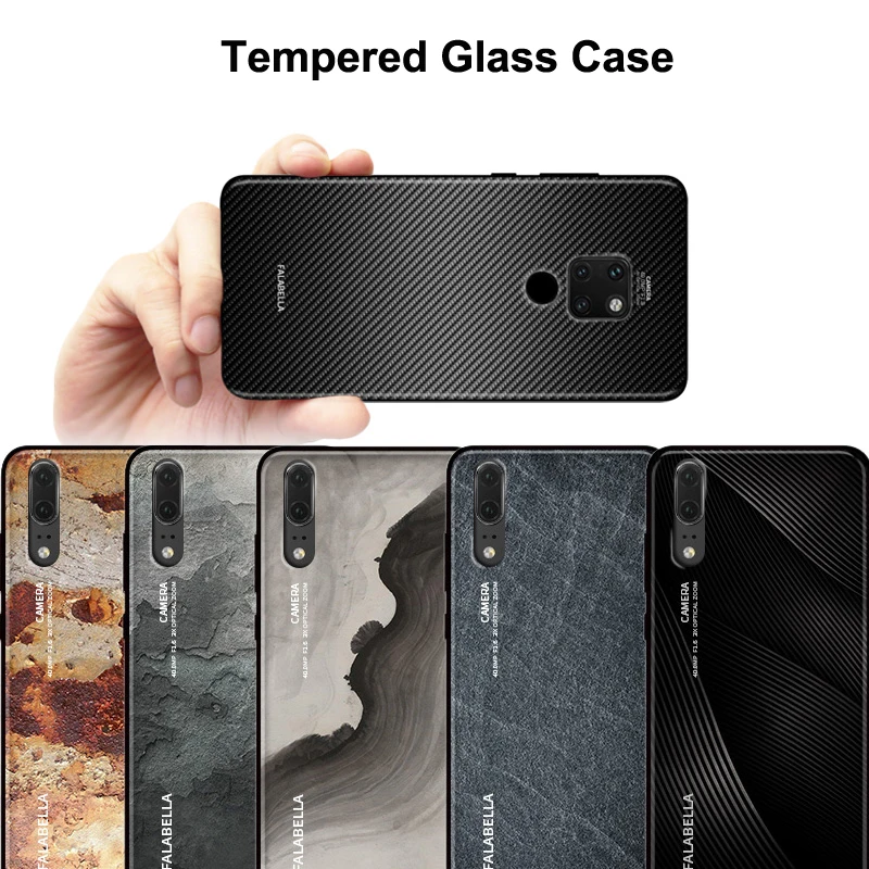Чехол из закаленного стекла Mate20 P20 для Huawei Mate 20 Pro X текстура углеродного волокна