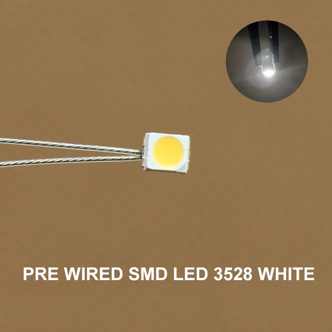 T3528W 20 шт SMD Led 3528 Предварительно Проводные провода предварительно припаянные micro