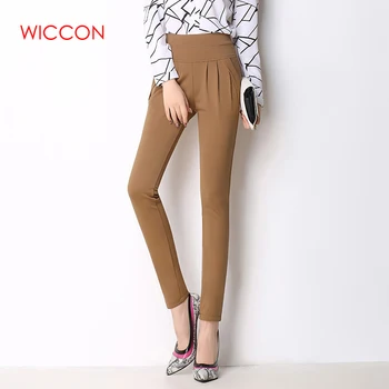 

WICCON Fashion Women Elegant High Waist Casual Harem Pants Ladies Candy Color Wild Pocket Office OL Pants Plus Size 6XL Trousers