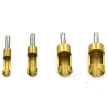 

4Pcs Woodworking Drill Bits Shank Titanium Barrel Cork Drill Plug Cutter Drill Bit Bored Hole Wood Plug Cutter Cutting Tool