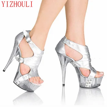 

Sexy punk ultra high heels 15cm buckle ultra high heels 6 inch cone heels crystal shoes cover heel performance shoes