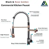 Rozin Black Spring Pull Down Kitchen Sink Faucet Deck Mounted Dual Spout Hot & Cold Water Mixer Tap Crane,Single Handle,SUS 304 3