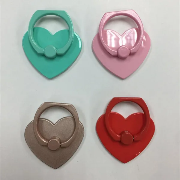 360 Degree Plastic Heart Pattern Finger Ring Mobile Phone Stand Holder For iPhone Samsung Xiaomi Smart Phone GPS Car Mount Stand