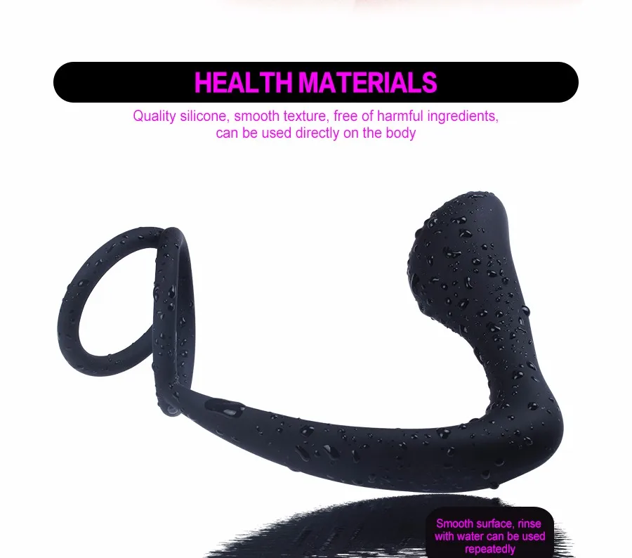 LURE Silicone Double loop anal plug dilators Male Prostate Massager Cock Ring Sex Toys Butt Plug for Men gay Adult Erotic shop 6