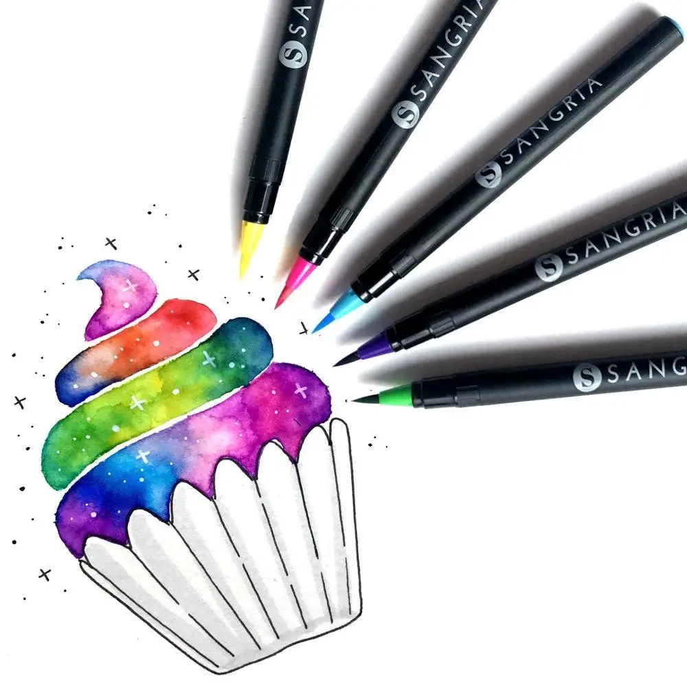100 шт цвета двойной наконечник ручки щетки с Fineliners окраска акварельные маркеры
