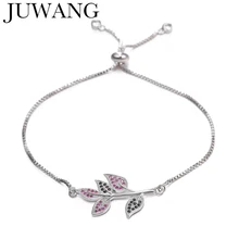 Модные очаровательные браслеты из Кубического циркония ААА, серебряные цвета, ювелирные изделия в виде листьев, женские браслеты, женские вечерние браслеты, подарок