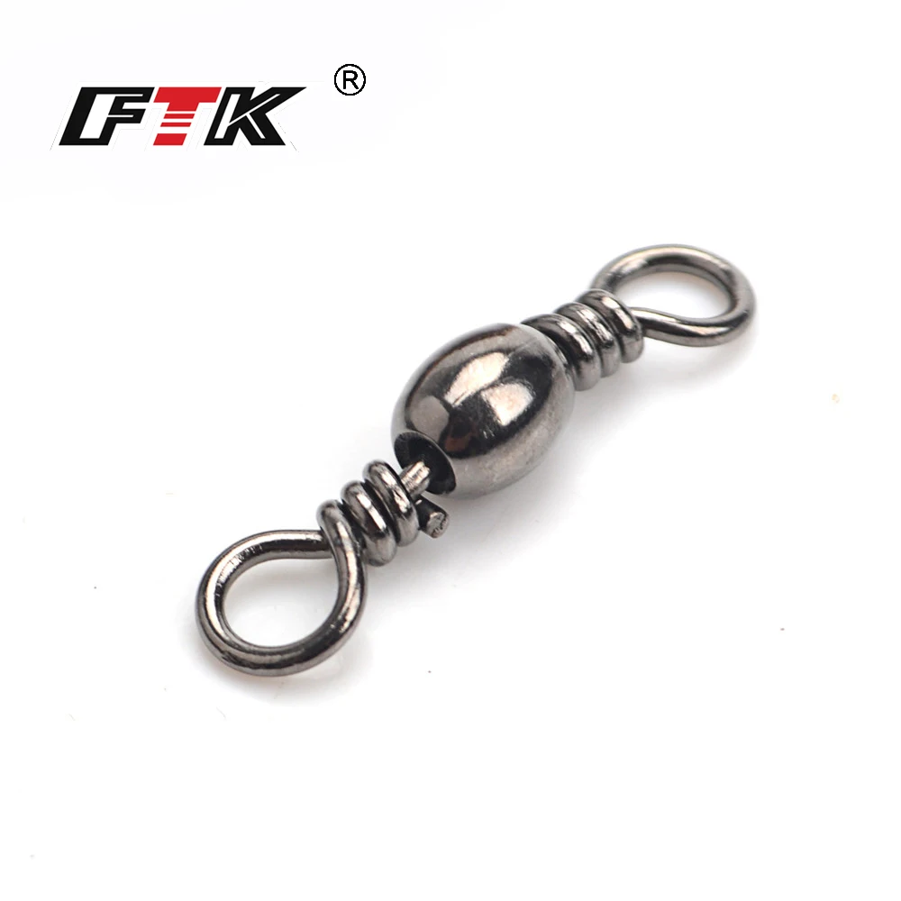 

FTK swivel connector 1#-9# Brand Fishing Tackle Ball Bearing Connector Terminal Pesca Fishing Swivel With Split Ring Fish Hook