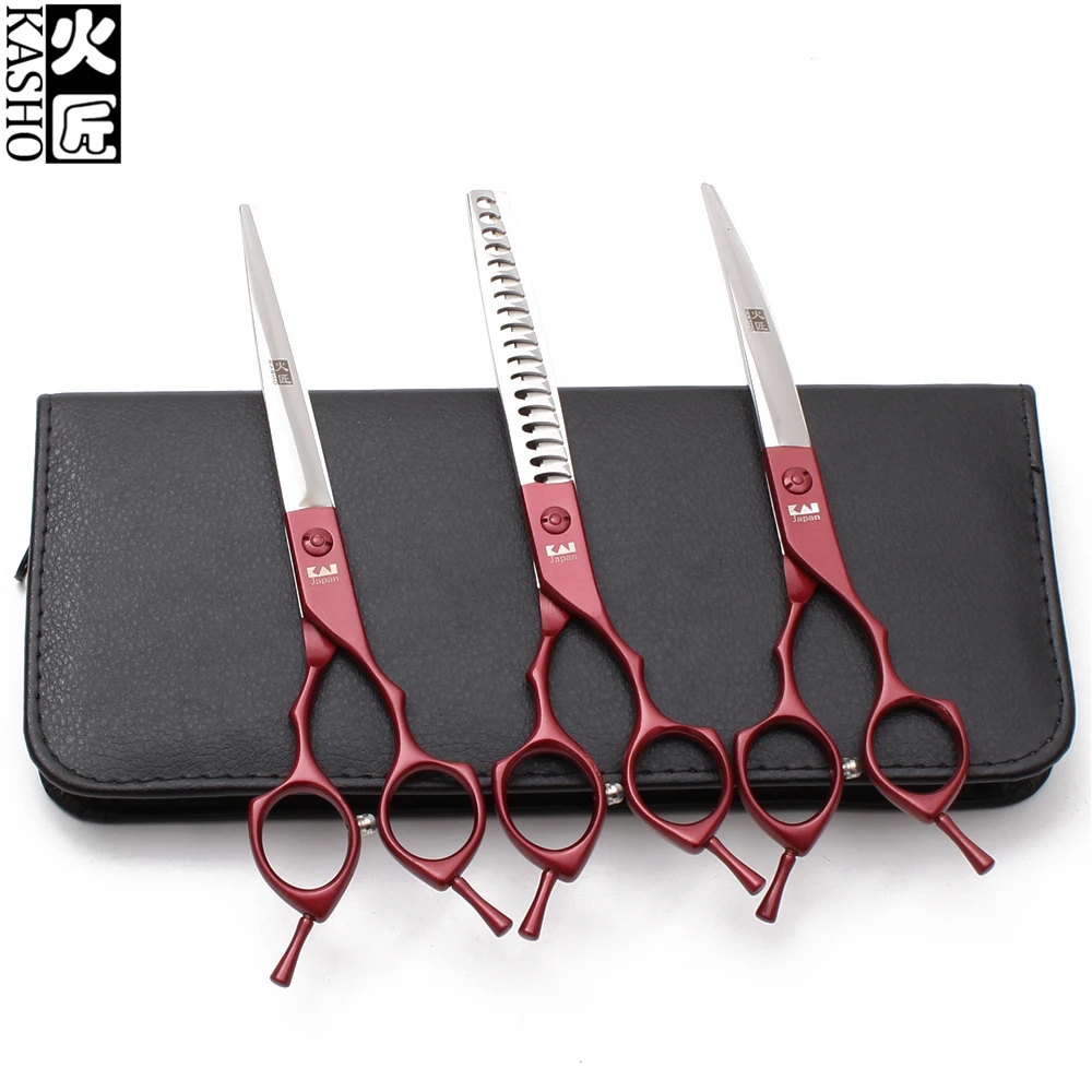 

H3009 3Pcs Suit 7" 440C Cutting+Thinning Scissors+Down Curve Shears Professional Pets Scissors Grooming Shears Clippers For Dogs