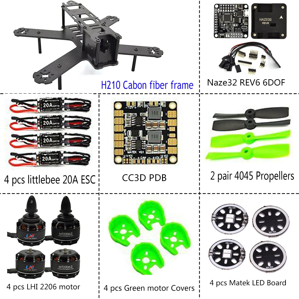 ARF 210 мм рамка из чистого углеродного волокна + NAZE32 REV6 6 DOF 1900KV LittleBee 20A 4050|naze32 rev6|littlebee