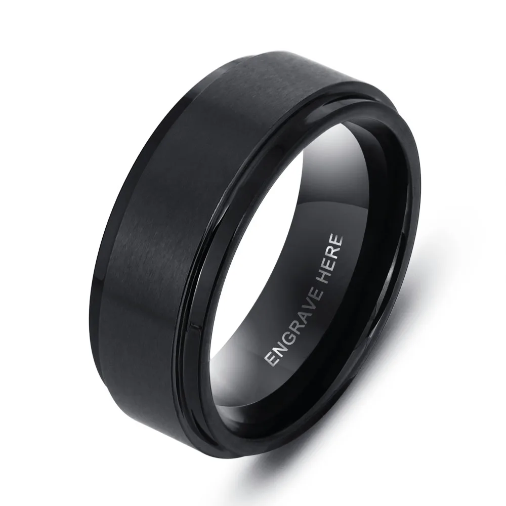 Персонализированная гравировка именные кольца для мужчин черное кольцо из нержавеющей стали модные мужские ювелирные изделия подарок для мужей(JewelOra RI103856