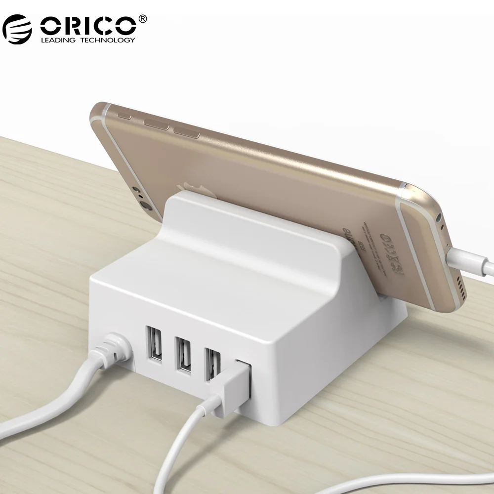 Goede ORICO CHK 4U 5V4A 4 Poorten USB Charger Draagbare Reizen Desktop Charger met Telefoon Houder EU ONS UK Plug Adapter Voor Telefoon Tablet