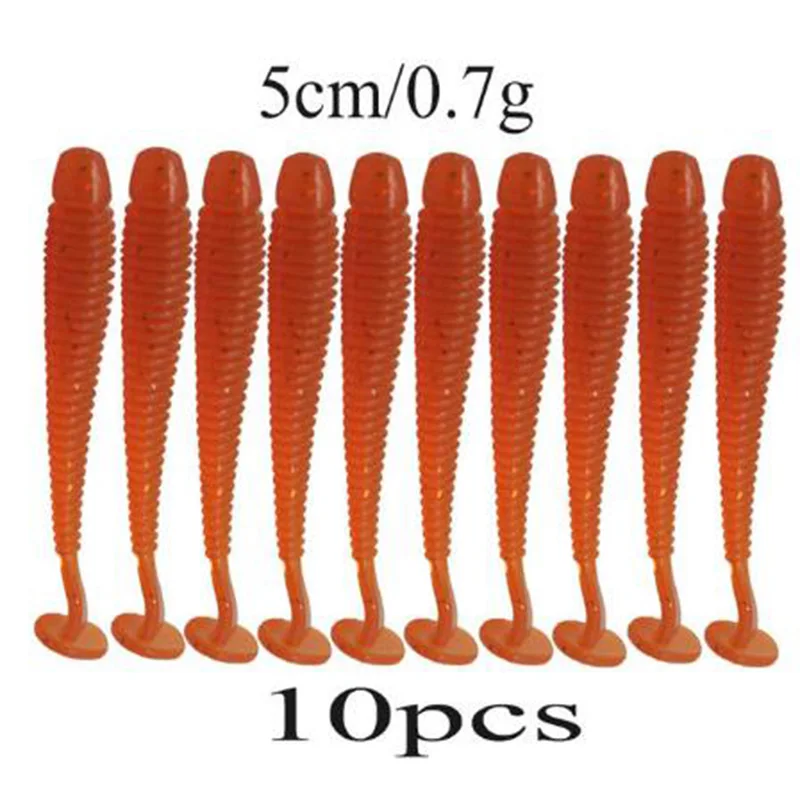 Proleurre 10 шт./лот 50 мм 0,7 г Мягкая резиновая приманка рыболовная приманка джиг мягкий воблер червяк для ловли карпа искусственная наживка для рыбалки силиконовая плавающая приманка - Цвет: F