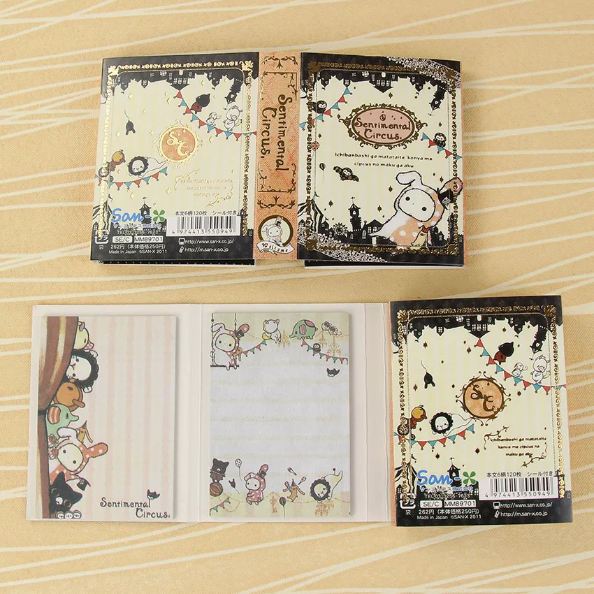 

1 PC Circus Rabbit Memo Pad Post It Stickers 6 Fold Sticky Notes Cartoon Paper Notepad Kawaii School Supplies