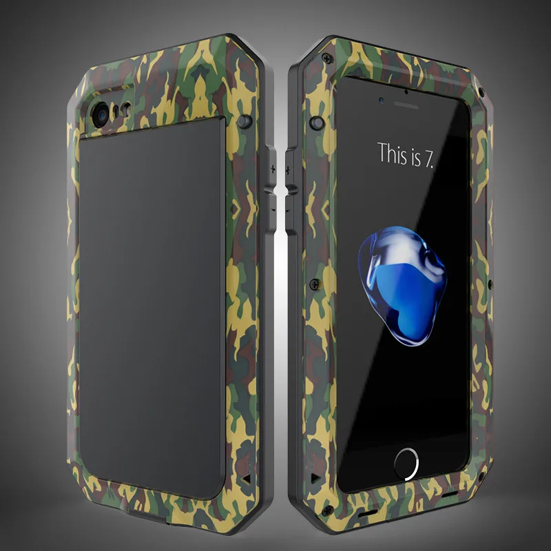 R-просто для iPhone 6 6S 7 8 Plus X Чехол ТОНКАЯ БРОНЯ металлический алюминиевый чехол для телефона для iPhone Xs Max XR 4 5S SE XS противоударный чехол - Цвет: Camouflage Green