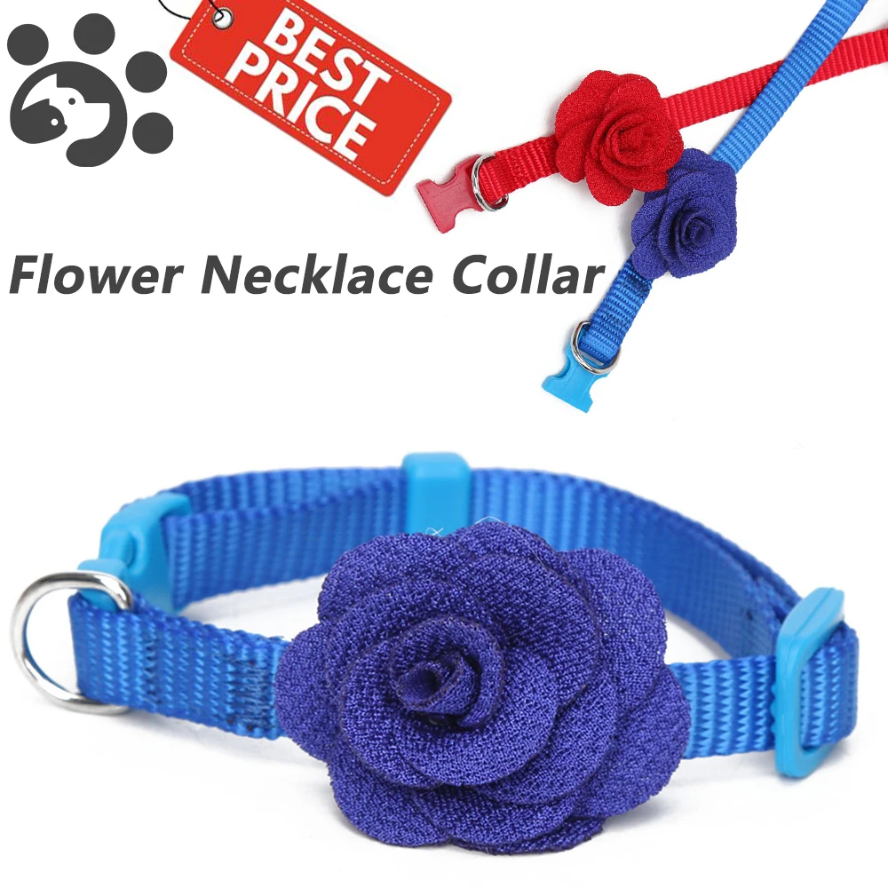 

Cats Collar for Kitten Puppy Pet Dog Nylon Necklace Flower Collars Breakaway Adjustable Collar for Cat Pets Blue Collars MP0033