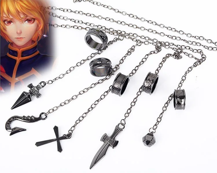 Lateefah Cartoon Hunter x Hunter Kurapika Cosplay Costume Prop Metal Ring Accessories Alloy Fashion Pendant Chain for Gift