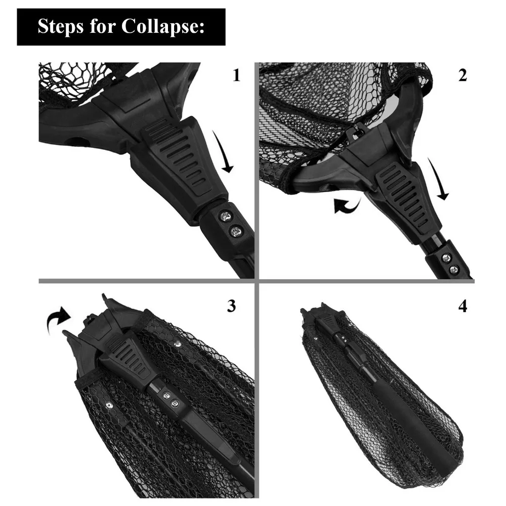 PLUSINNO рыболовная сеть рыболовная сачок, складная телескопическая ручка полюса, прочный нейлоновый материал сетка, безопасный рыболовный улов