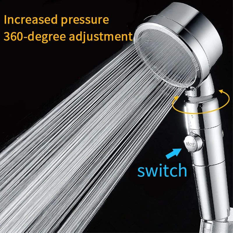 

New Shower Head Pressurized Water Saving 360 Degree Shaking Head Shower With Switch One Button Water Stop Large Shower Head