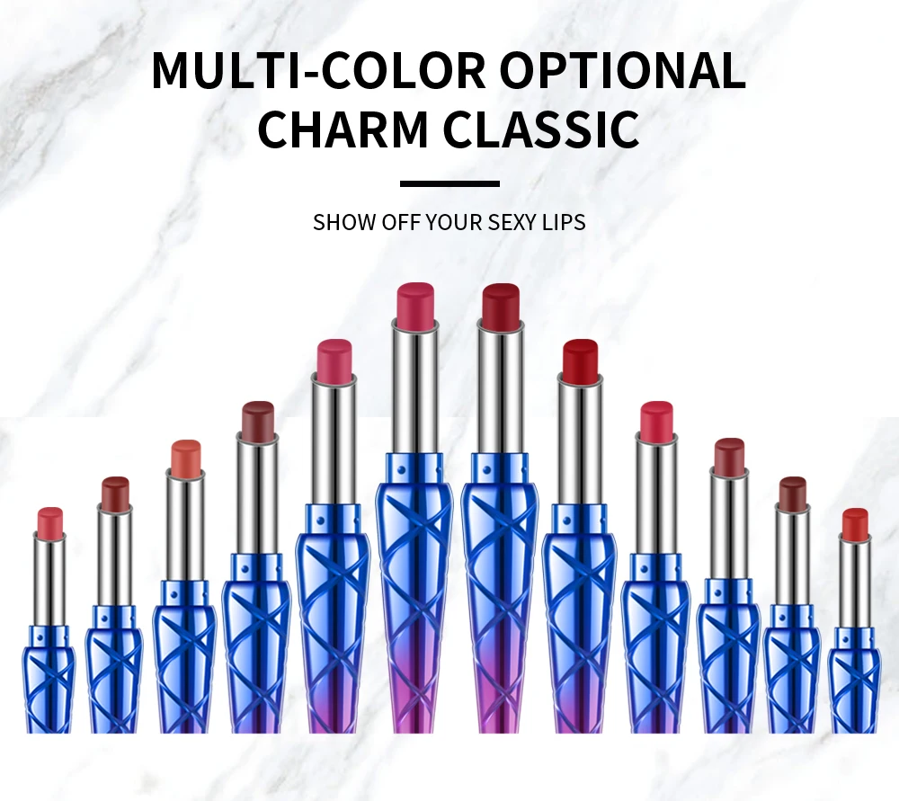 

New Matte Lipstick Creative Pipe Lip Gloss 12 Color Waterproof Lasting Moisturizing Lip Balm Mermaid Modeling Makeup TSLM2