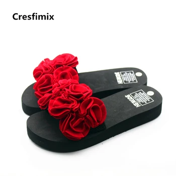

Cresfimix women fashion 3cm height increased floral slides lady cute spring & summer slip on eva slippers female casual slippers