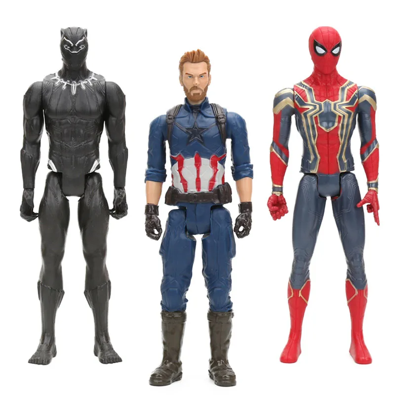 

4styles The Avengers Figure Toys 30CM Superhero America Captain Iron Spider Man Black Panther Ironman Collectible Model Dolls