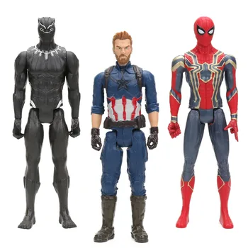 

4styles The Avengers Figure Toys 30CM Superhero America Captain Iron Spider Man Black Panther Ironman Collectible Model Dolls