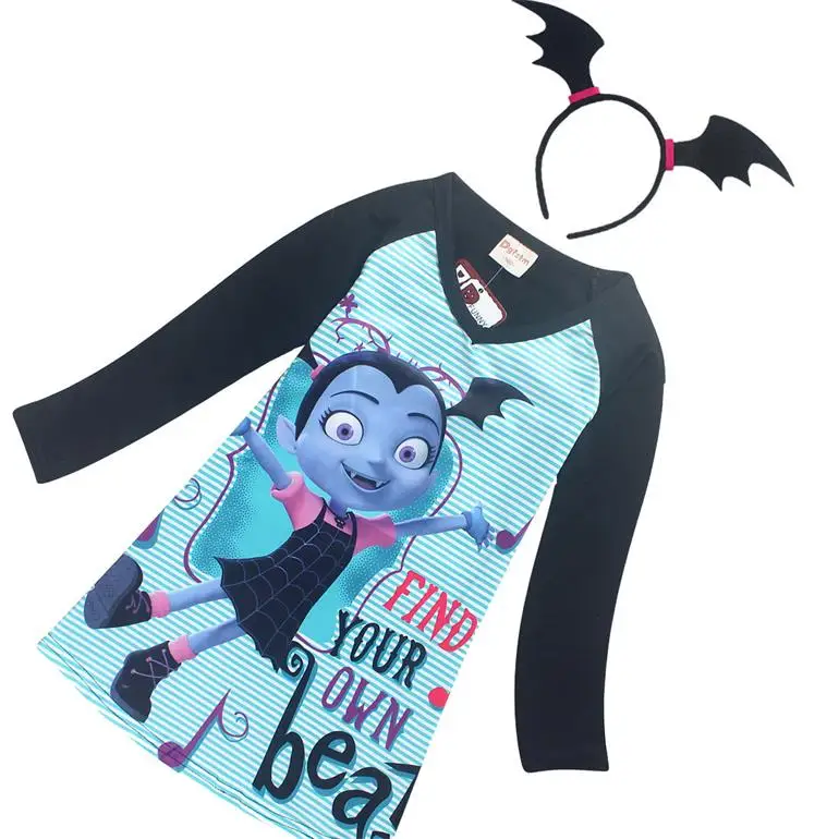 Vampirina/платье для девочек; платье принцессы для дня рождения+ обруч на голову; Детский костюм вампира; детская одежда; vestidos; одежда для малышей - Цвет: color at picture