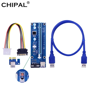 

CHIPAL 10pcs Regulator Tube VER006 PCI-E Riser Card PCIe 1x 16x Extender 60CM USB 3.0 Cable Molex Power Supply for BTC LTC Miner