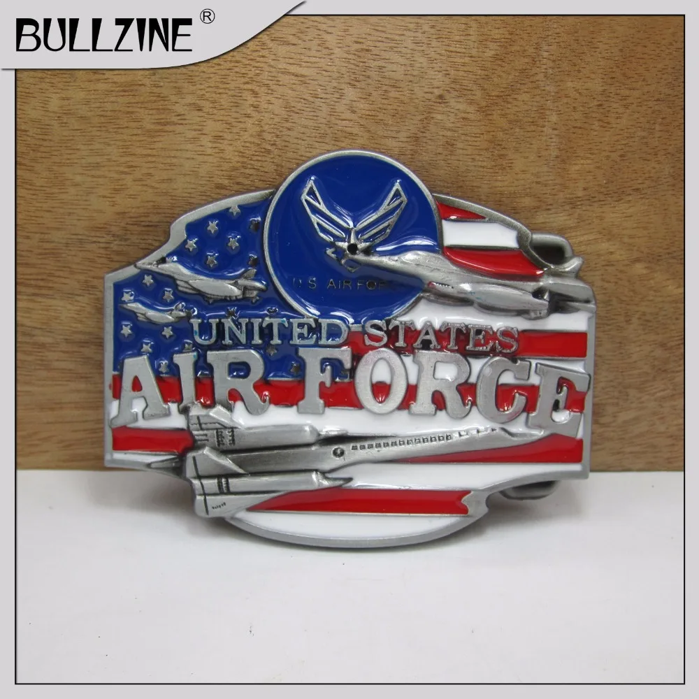 The Bullzine US Air Force Belt Buckle With Color Enamel With Pewter 