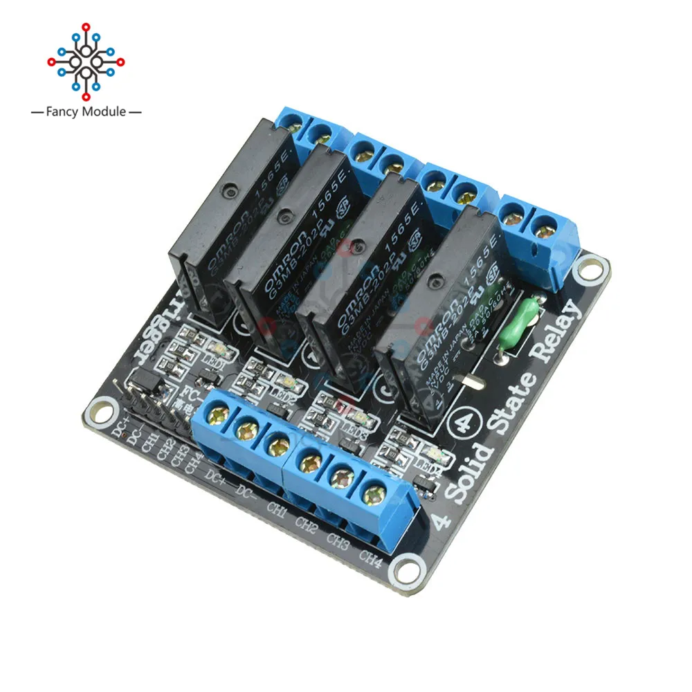 5V 4 CH OMRON SSR G3MB-202P Solid Relay Module with Resistive Fuse For Arduino 5V 4 CH OMRON SSR G3MB-202P Solid Relay Module with Resistive Fuse For Arduino