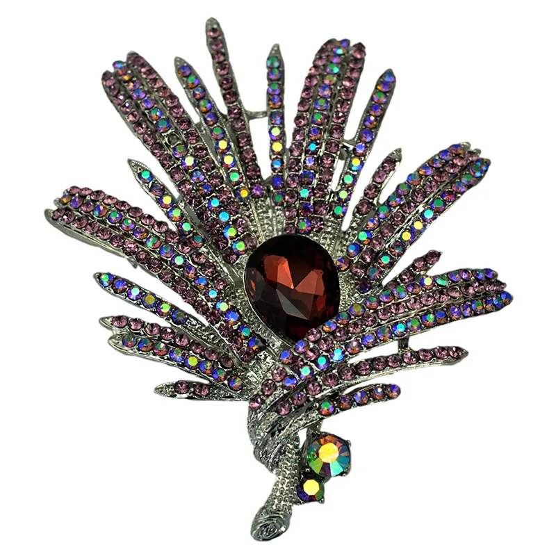 

Resplendent Fireworks Shiny AB Crystal Purple Rhinestone Tree Brooch Pins