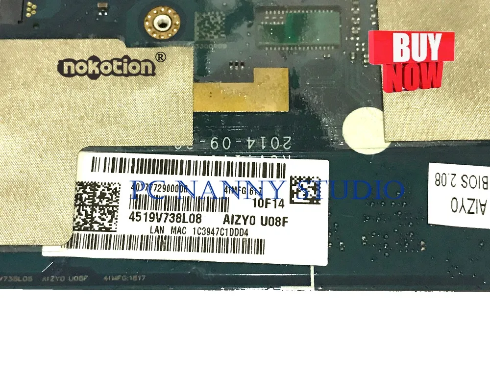  PCNANNY 5B20H33238 AIZY0 LA-B921P for Lenovo YOGA 3-1170 laptop motherboard SR23C M-5Y10C 4GB teste