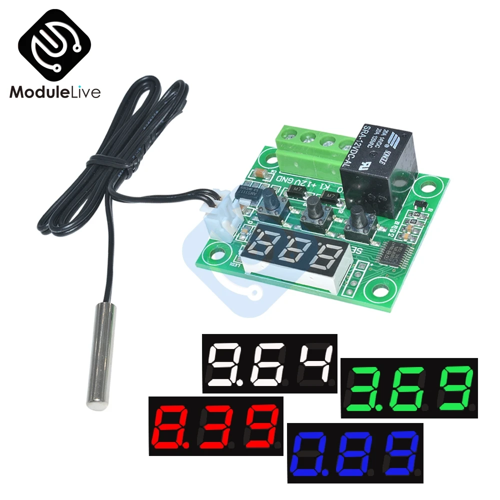 

DC 12V Red Blue Green White LED Digital W1209 Thermostat Temperature Control Thermometer Switch Module + NTC Sensor Waterproof