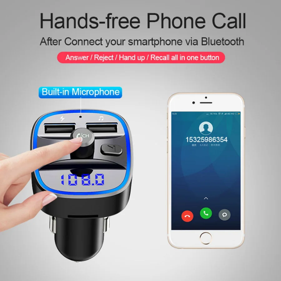 XCGaoon автомобильное зарядное устройство для iPhone мобильный телефон Handsfree FM