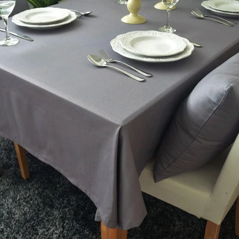 Хлопок сплошной цвет скатерти многоцелевой пылезащитный фиолетовый квадратный прямоугольная скатерть для обеденного стола крышка стола - Цвет: grey