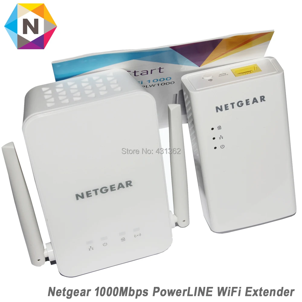 Wi Fi повторитель Netgear PowerLINE PLW1000 1000 Мбит/с 802.11b/g/n/AC|Сетевые адаптеры c передачей