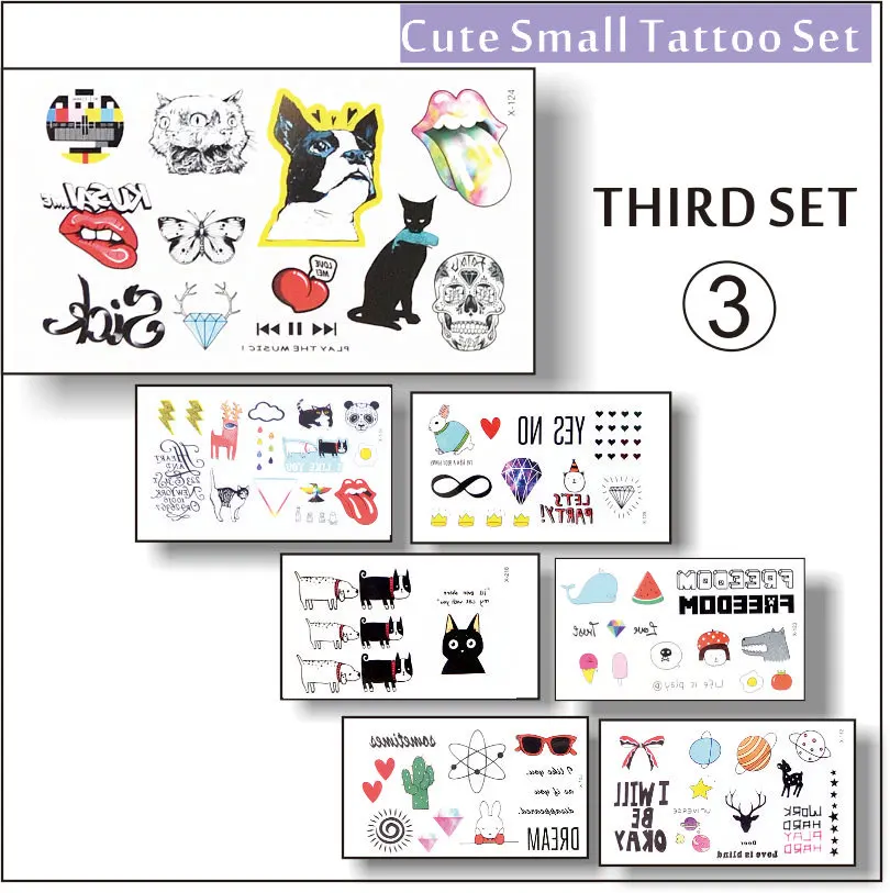 Выберите из 4 наборов милой коллекции временные крошечные татуировки, Лучший Набор татуировок