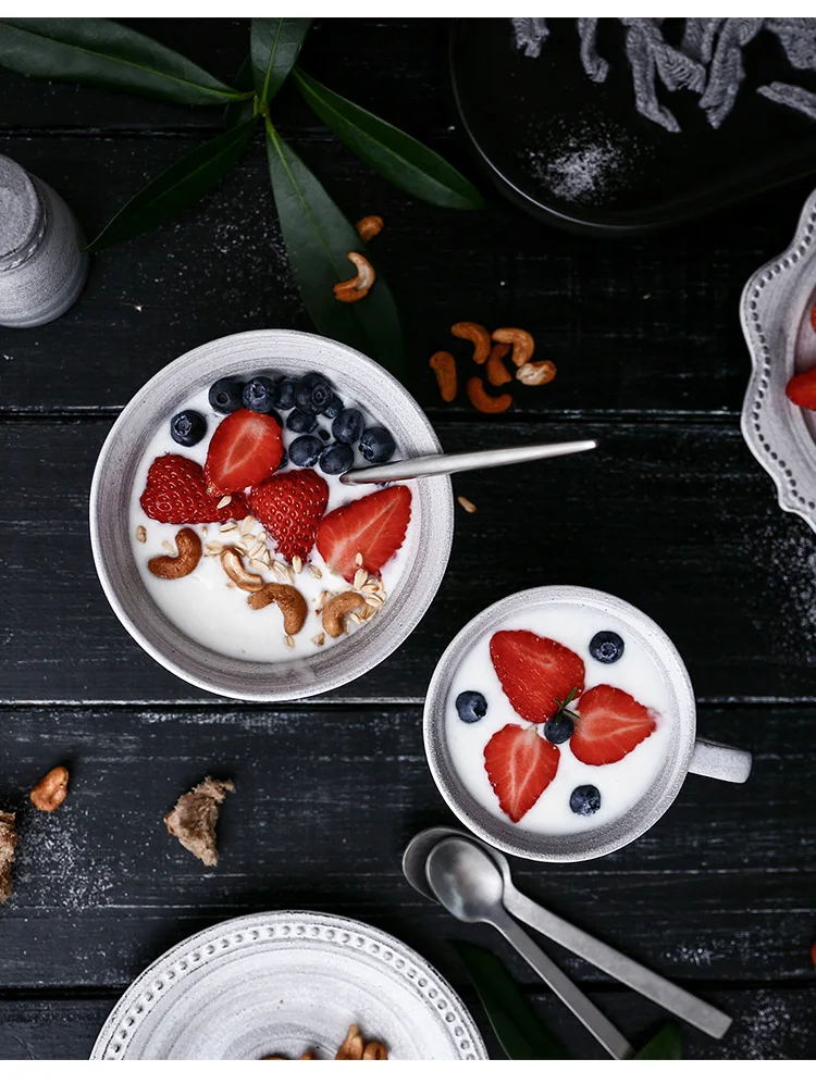 Японский Керамика посуда фарфоровая тарелка серый Винтаж стейк плиты кухня блюда завтрак десерт лоток набор столовых приборов