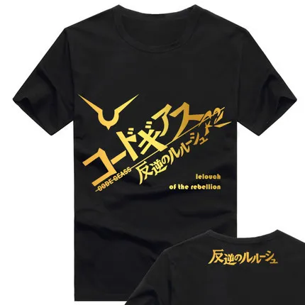 Code Geass хлопок короткий рукав с круглым вырезом, футболка в стиле японского Для мужчин женская одежда Lelouch Vi Британия Косплэй Футболки - Цвет: 018