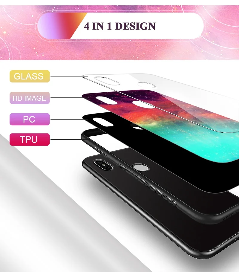 TOMKAS Space Glass Case for Xiaomi Redmi Note 5 6 Pro Cases for Pocophone F1 Silicone Cover Case for Xiaomi Redmi 4X Mi A2 Lite (5)