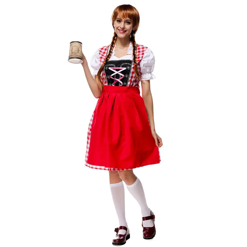 

Halloween Bavarian Oktoberfest Beer Festival Maid Waiter Costume German Beer Wench Girl Gretchen Costumes Fantasia Cosplay Dress